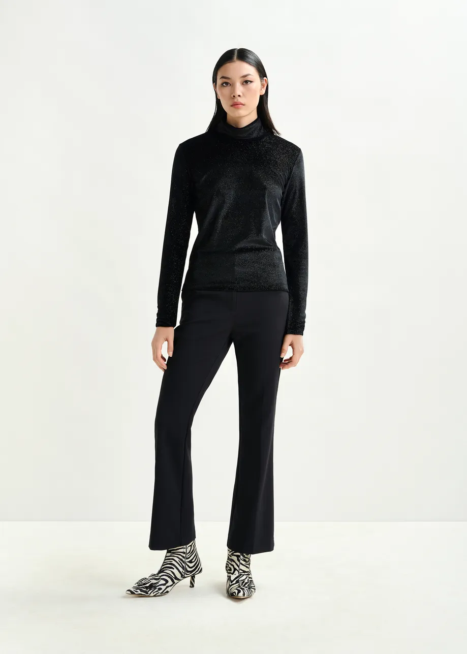 Zwarte rolkraagtop in stretch jersey