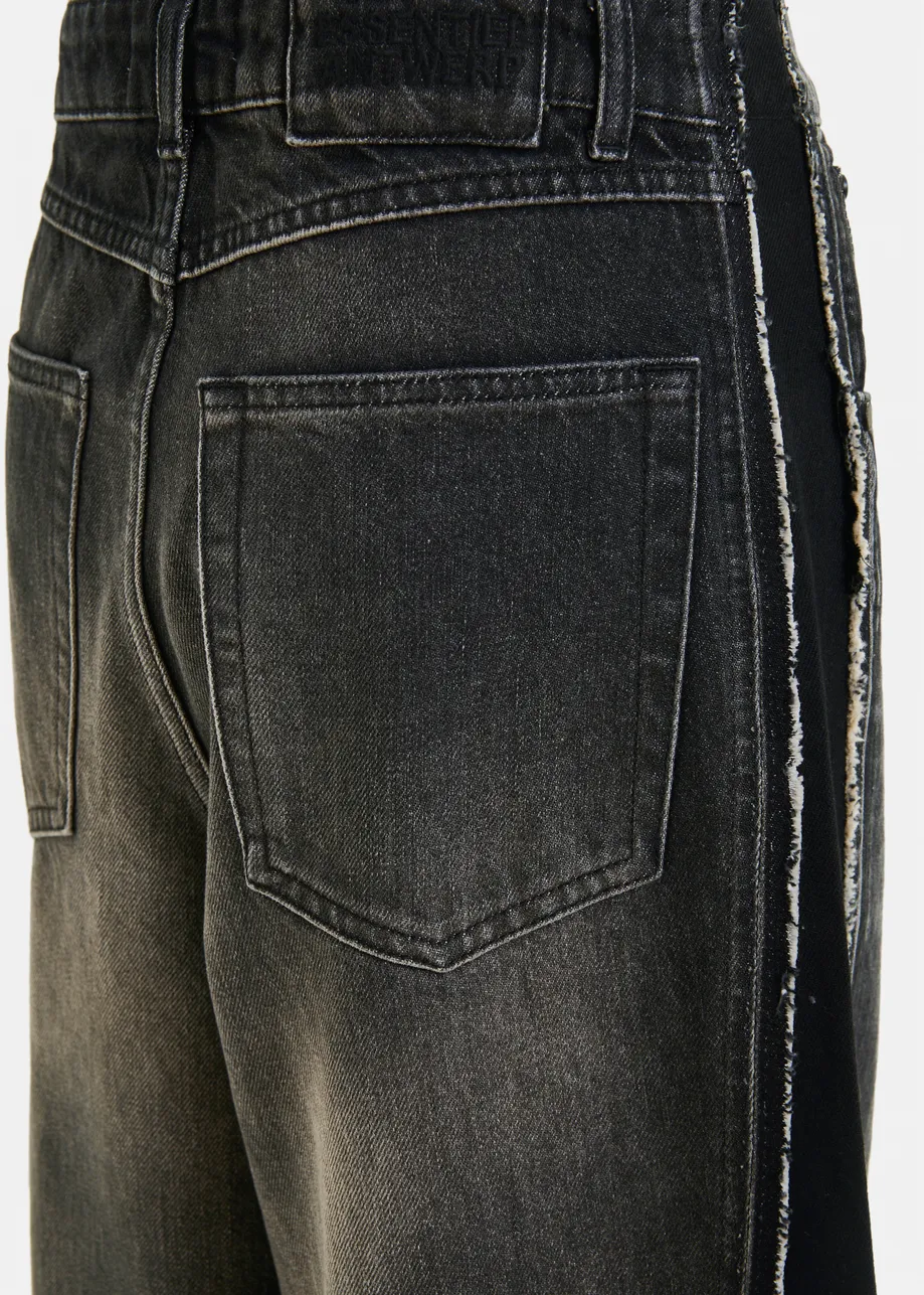Black and  grey wide-leg contrast panel jeans
