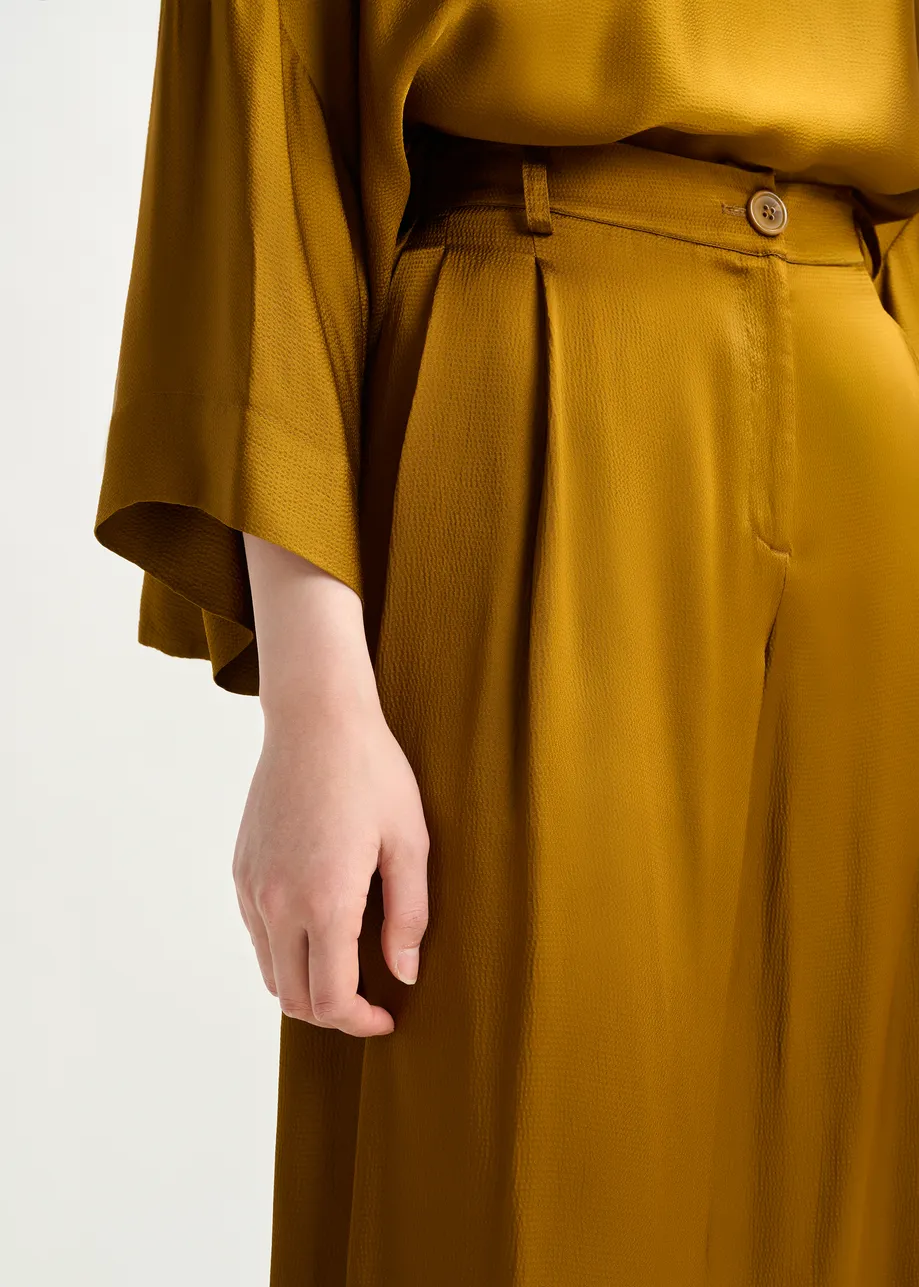Rust wide-leg satin pants