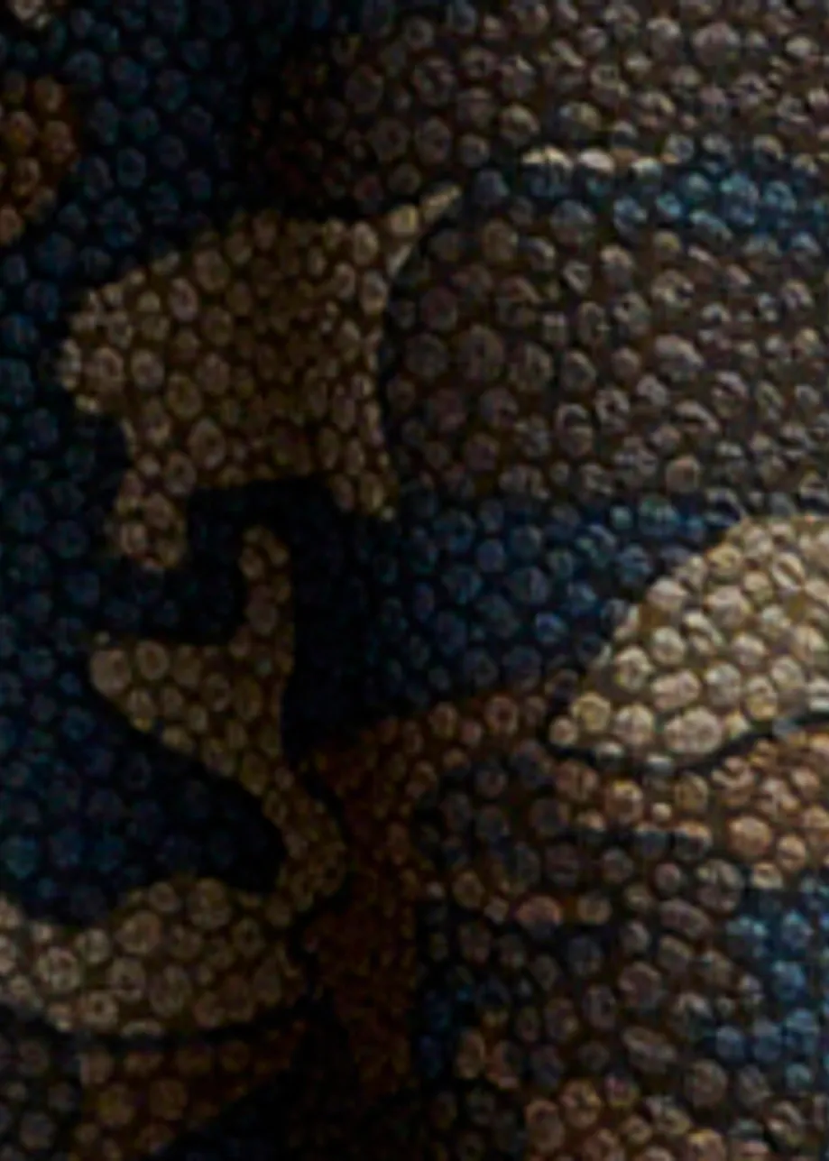 Bruine, kaki en zwarte camouflage A-lijn mini-jurk met verwijderbare kraag