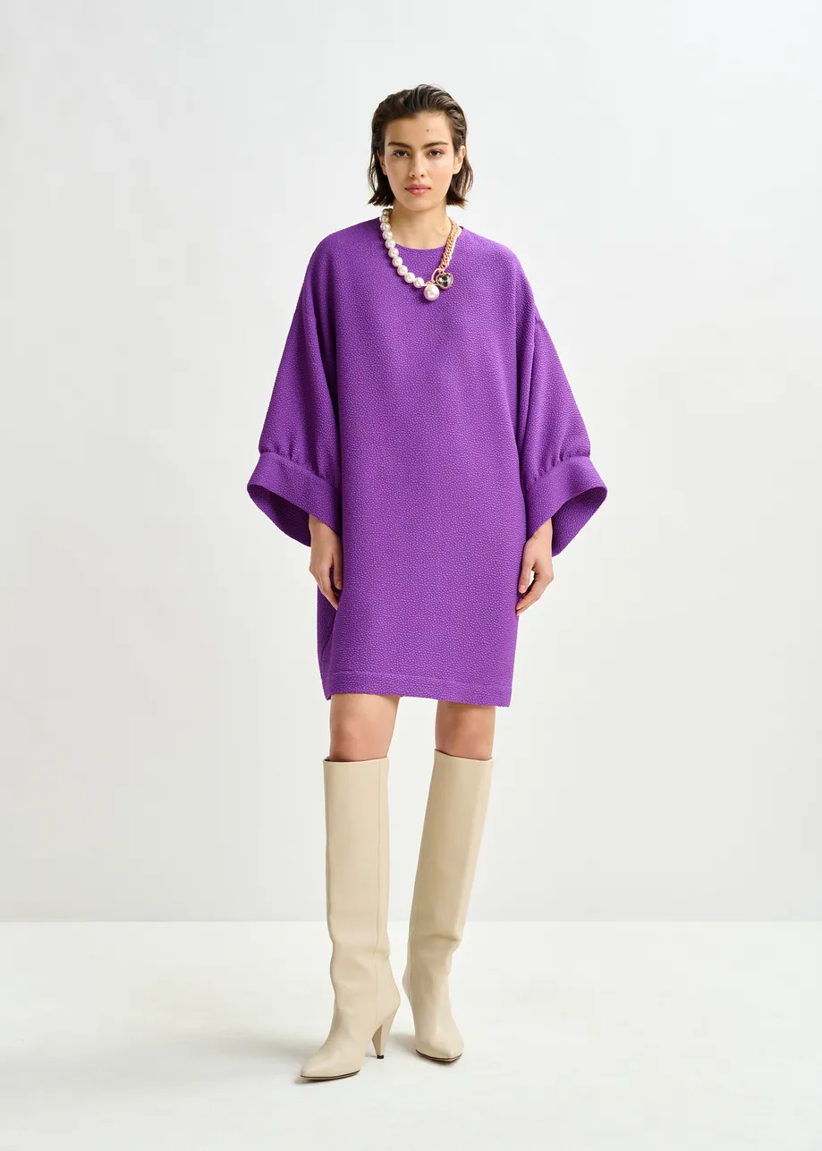 Purple mini dress with wide sleeves