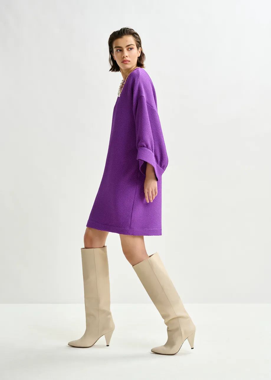 Purple mini dress with wide sleeves