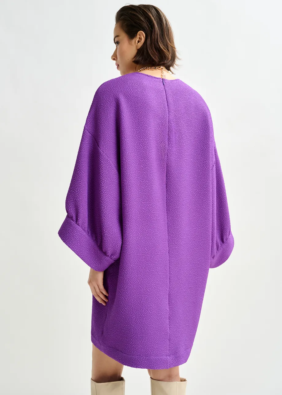 Purple mini dress with wide sleeves