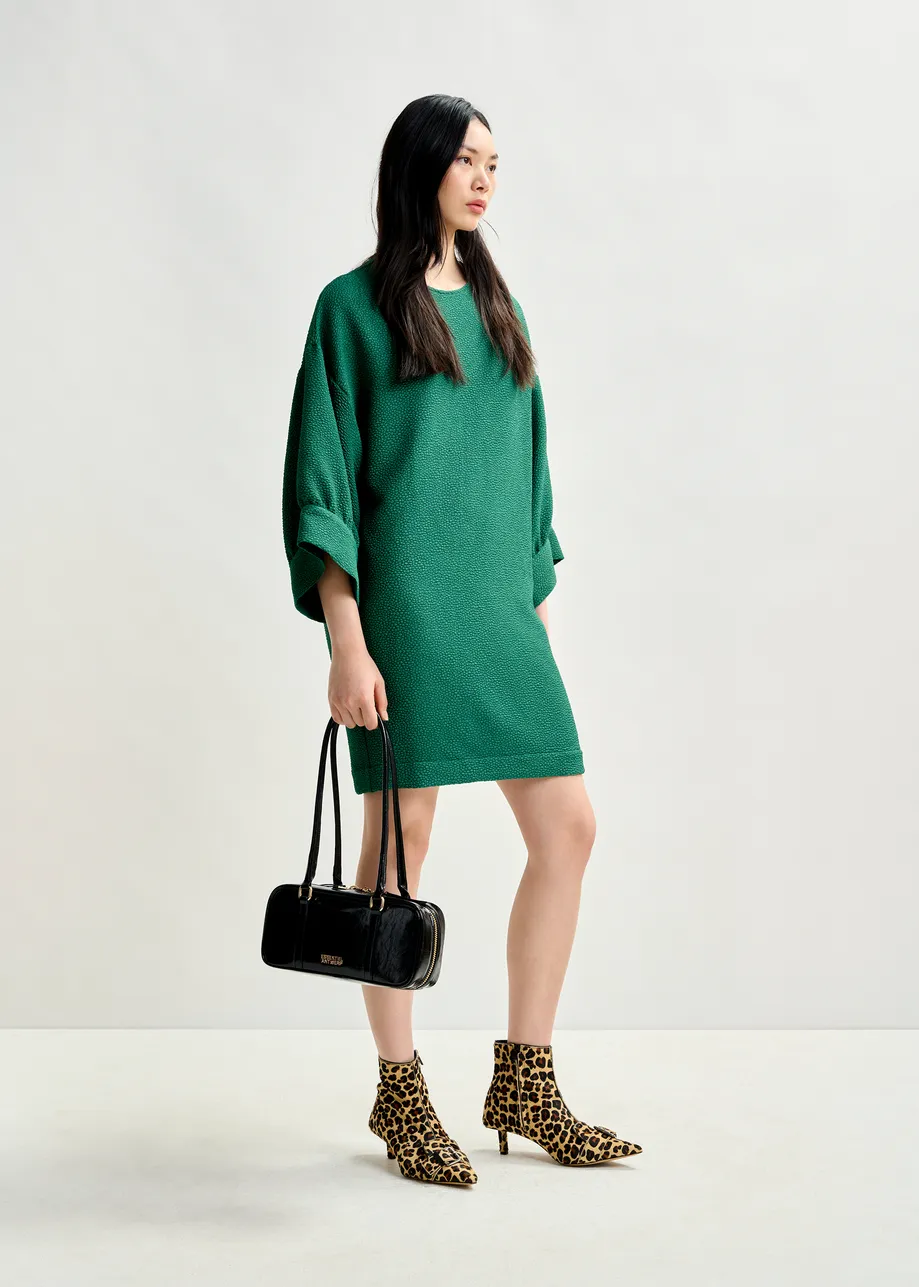 Green mini dress with wide sleeves