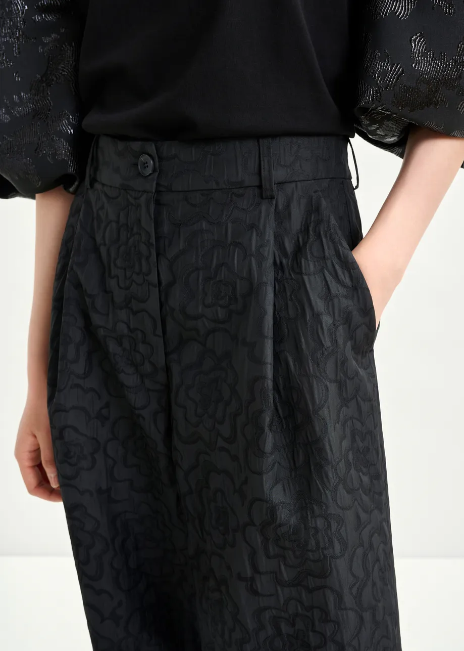 Pantalon large en jacquard noir