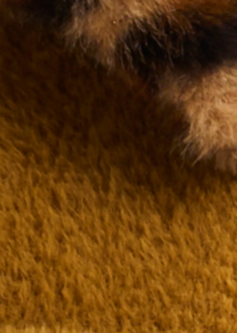 Bruine cardigan met verwijderbare faux fur luipaardkraag