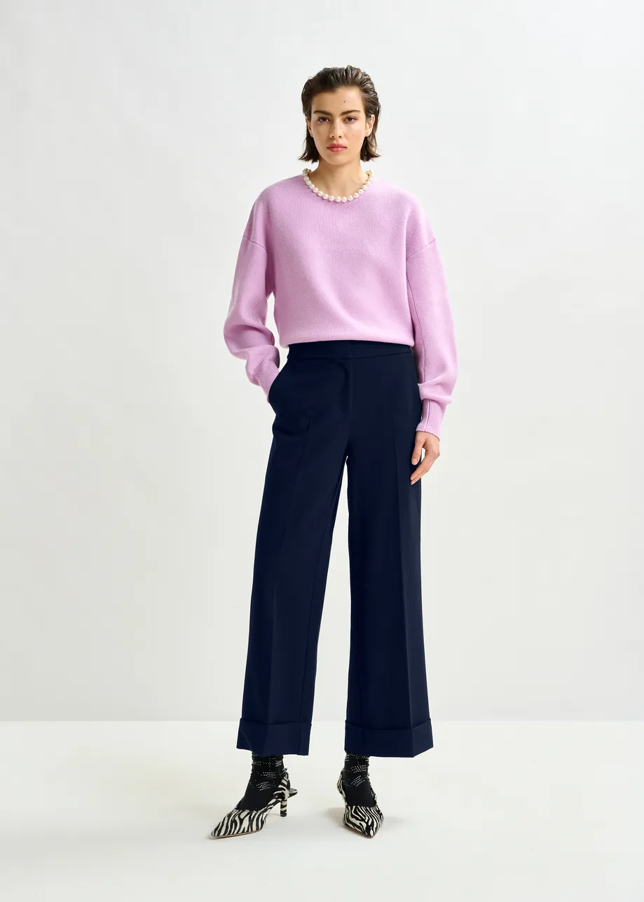 Light pink pearl-embellished knit sweater