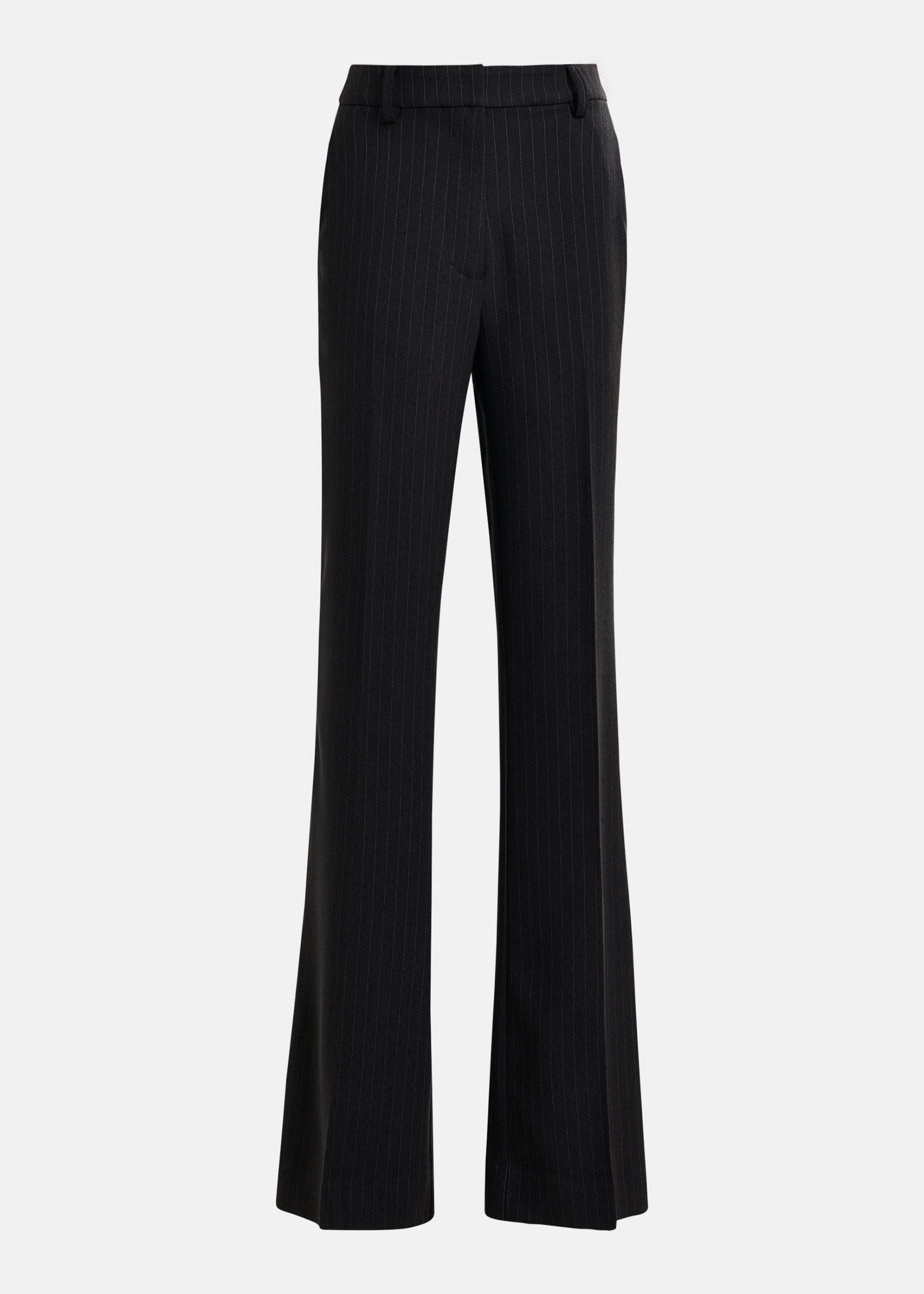 Dark grey and light grey pinstripe flared pants | Essentiel