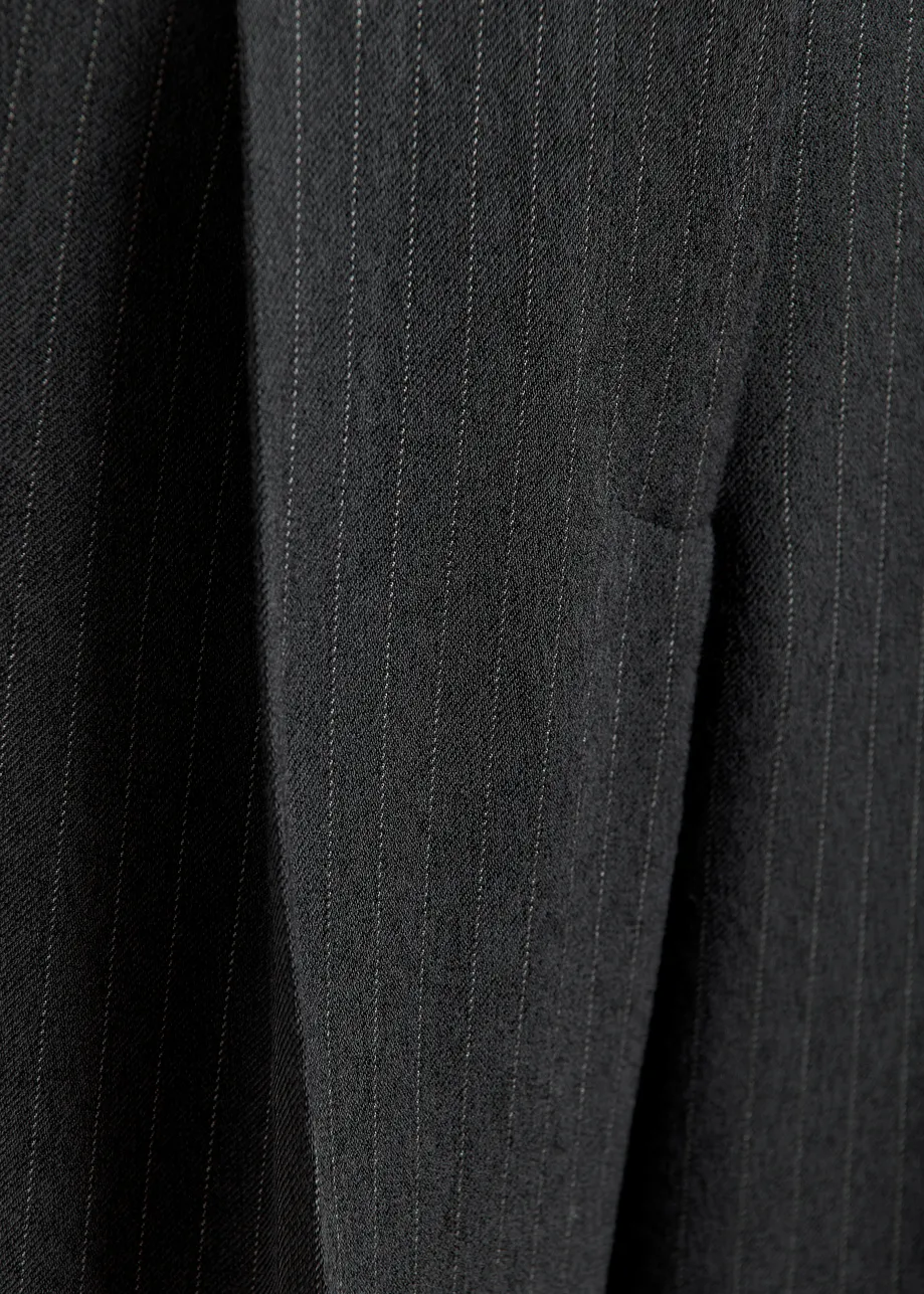 Light grey and dark grey pintripe wide-leg pants