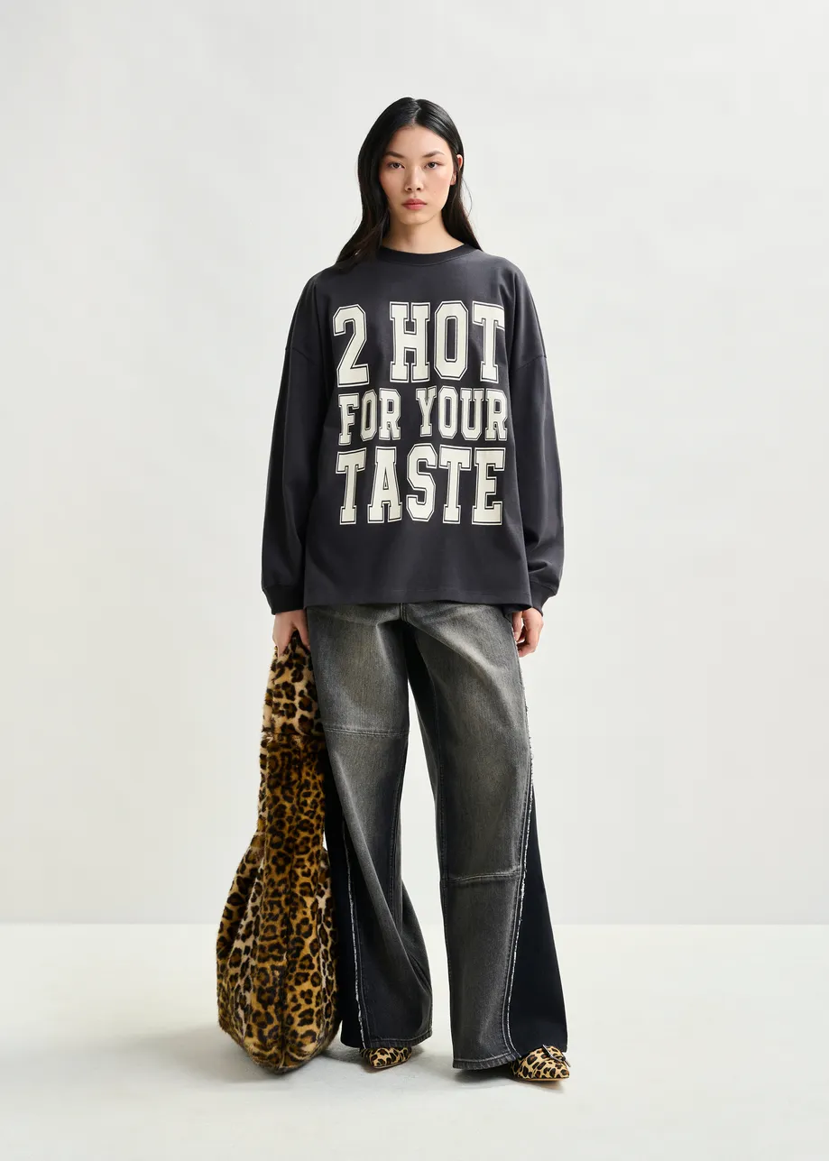 Brown, black and off-white faux fur shoulder bag