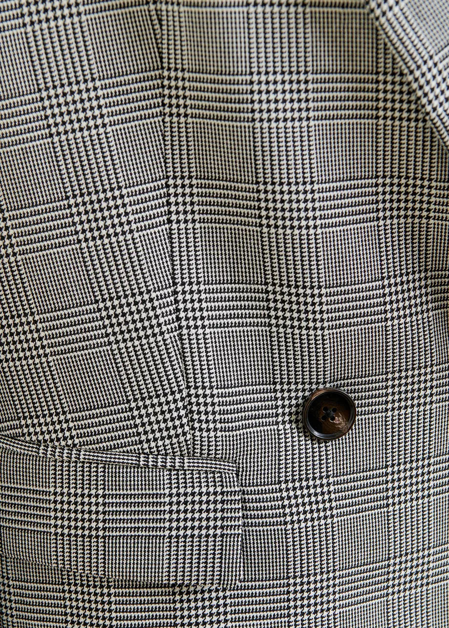 Grey and black double-breasted blazer with underarm zip detail