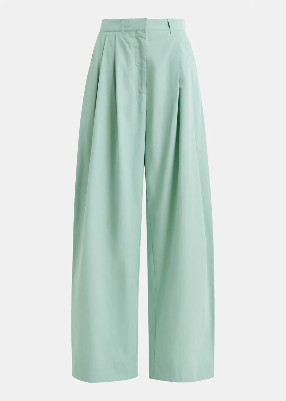 Lichtroze katoenen broek met brede pijp