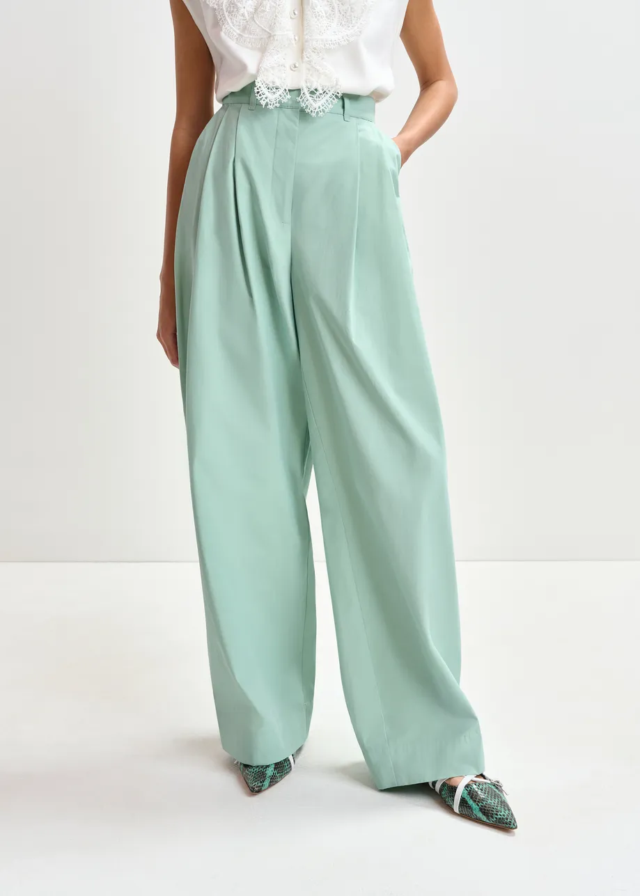 Light blue cotton wide-leg pants