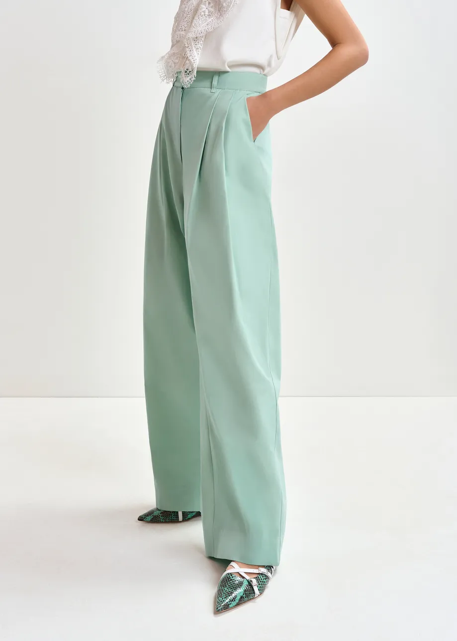 Light blue cotton wide-leg pants