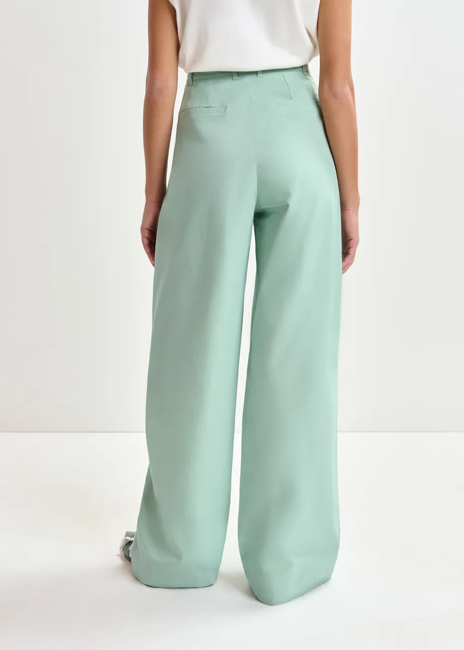 Light blue cotton wide-leg pants