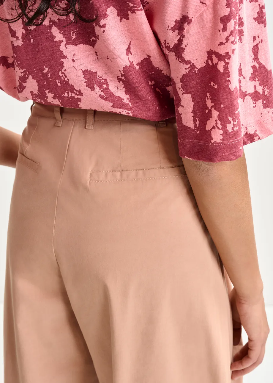 Light brown cotton wide-leg pants