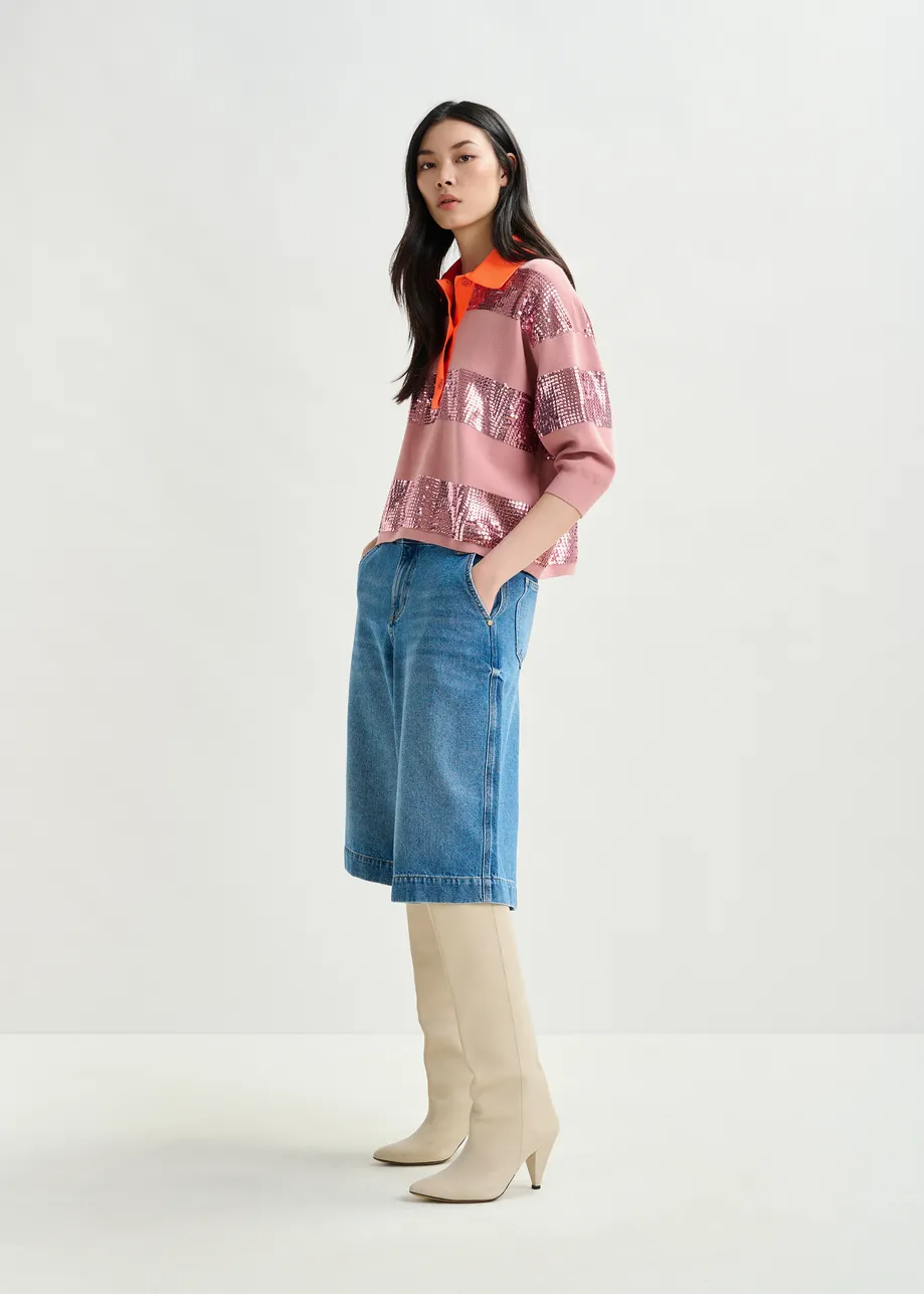 Bermuda pants with rolled hem