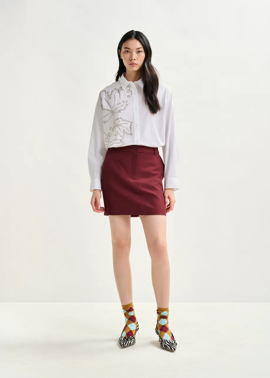 Burgundy tailored mini skirt