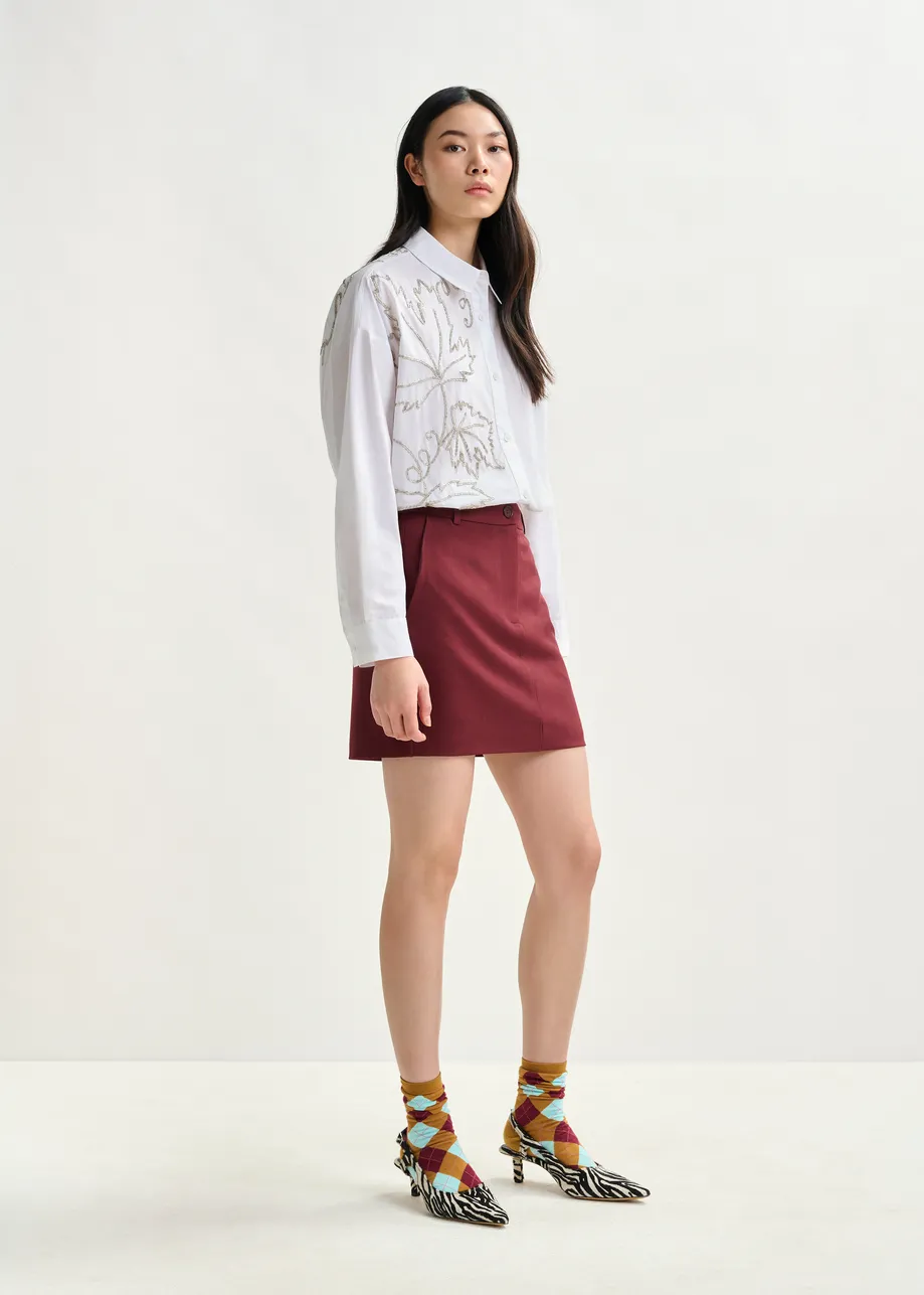Burgundy tailored mini skirt