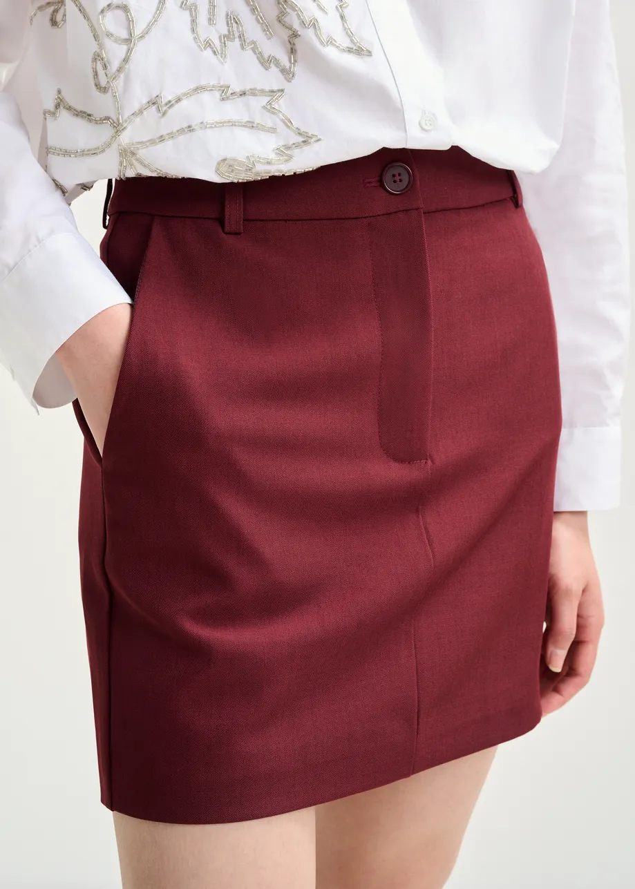 Burgundy tailored mini skirt