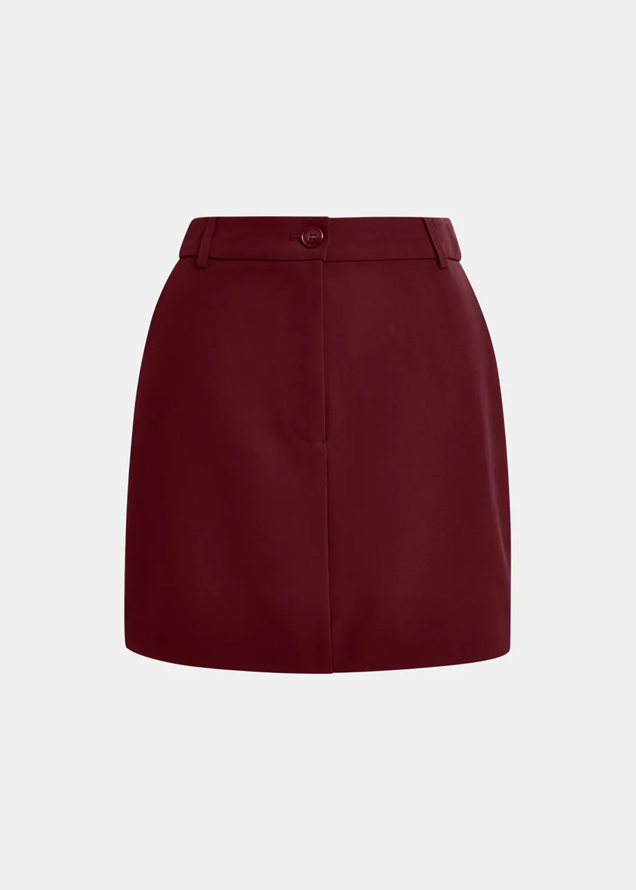 Burgundy tailored mini skirt