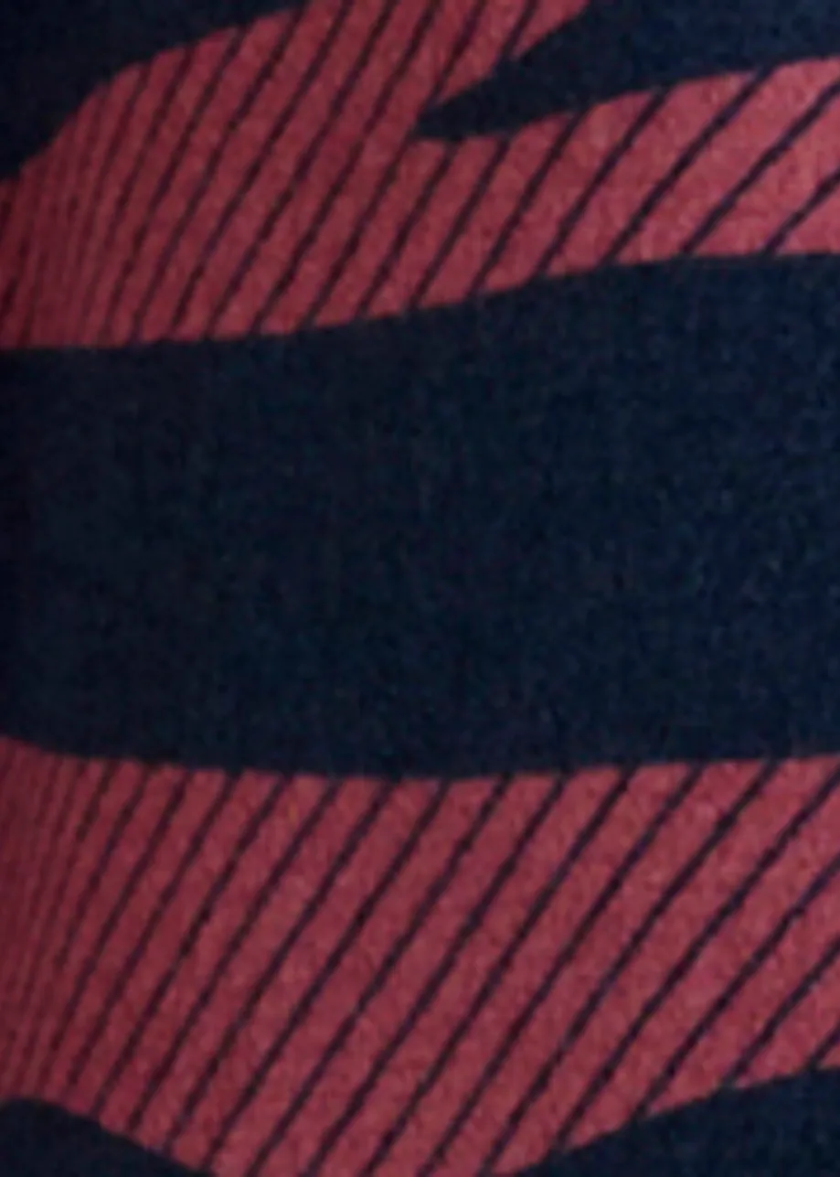 Donkerroze en marineblauw zebra jacquard overhemd met strasknoop