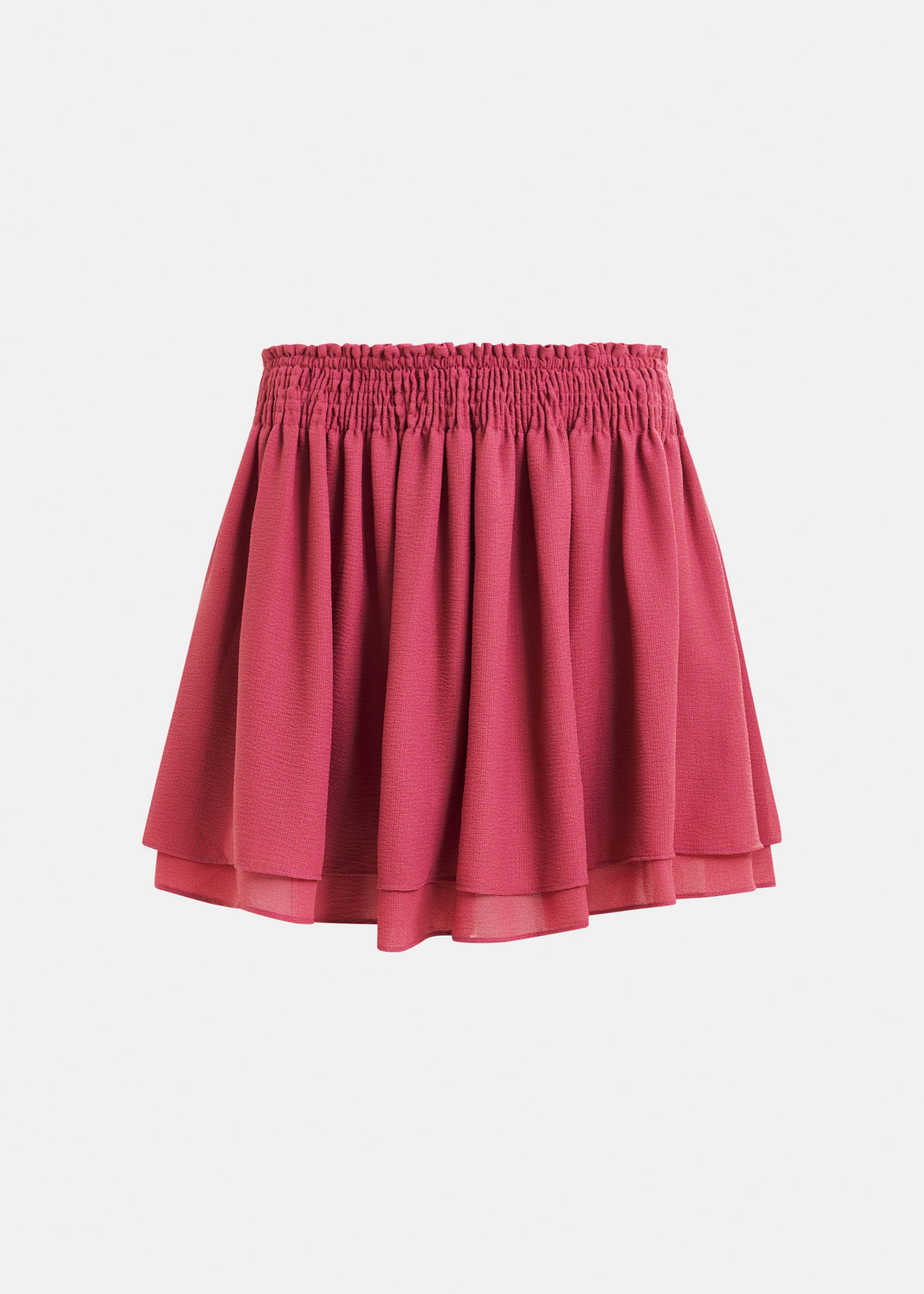 Vintage pink ruffled layered mini skirt | Essentiel Antwerp
