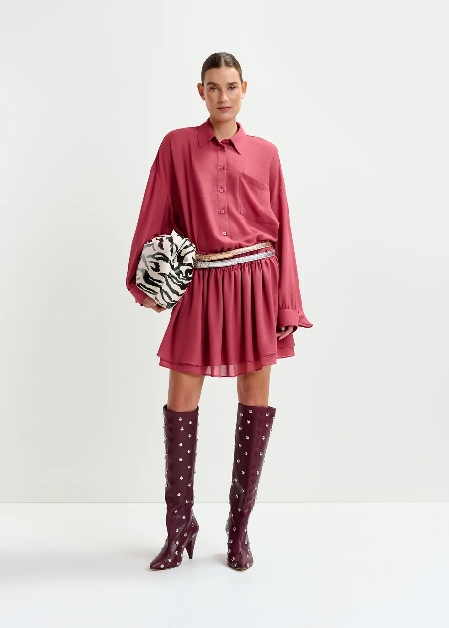 Vintage pink ruffled layered mini skirt