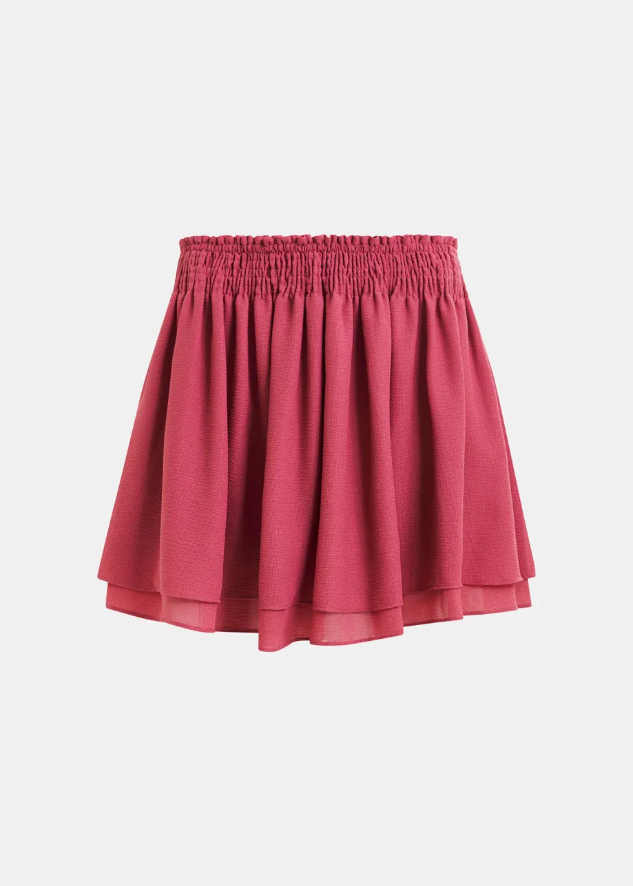 Vintage pink ruffled layered mini skirt