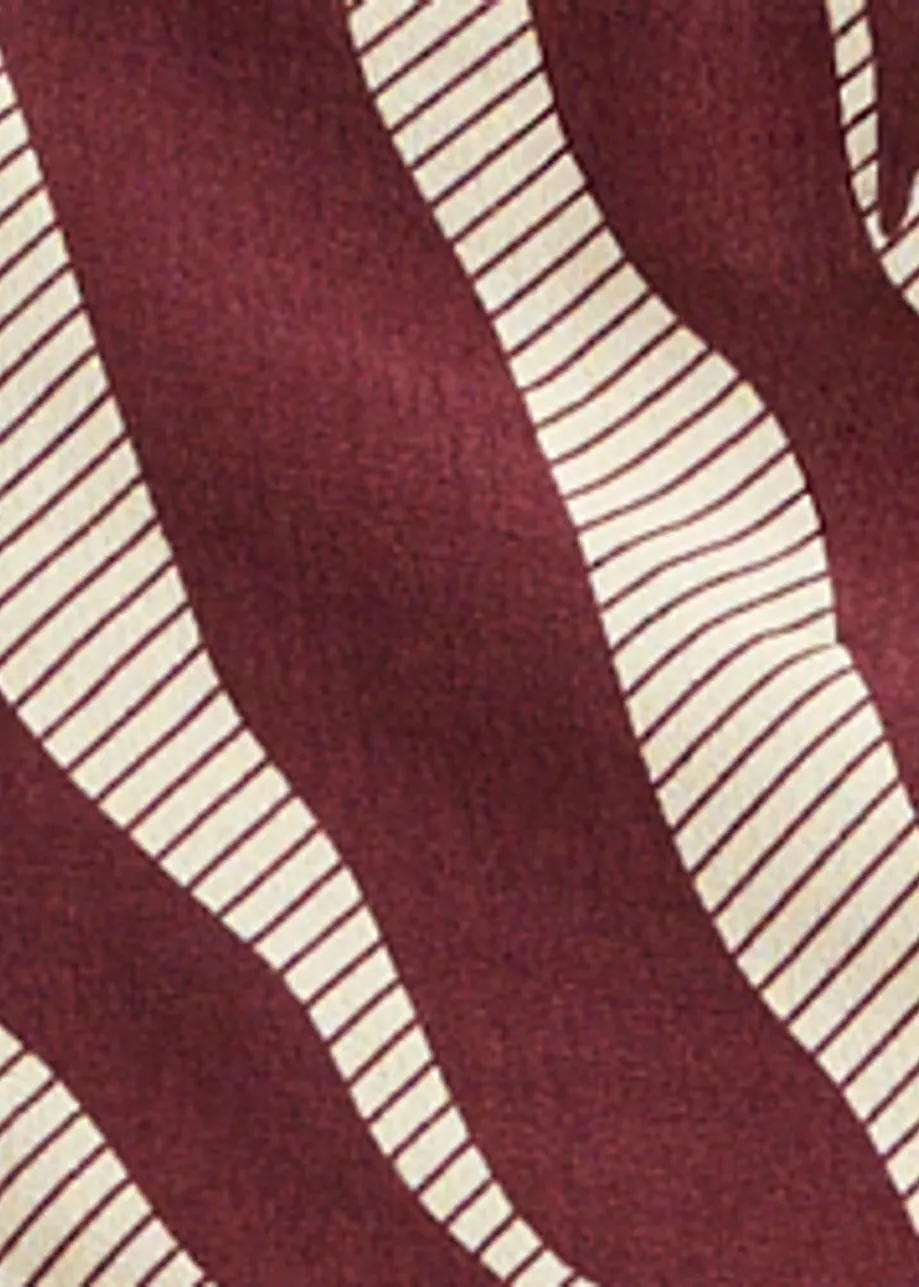 Bordeaux en gebroken witte mini-jurk in zebrajacquard