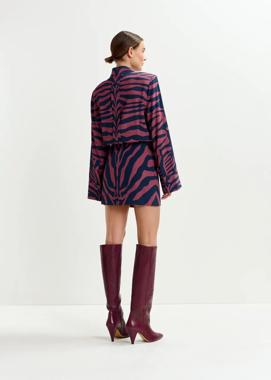 Mini-robe en jacquard zèbre rose foncé et bleu marine