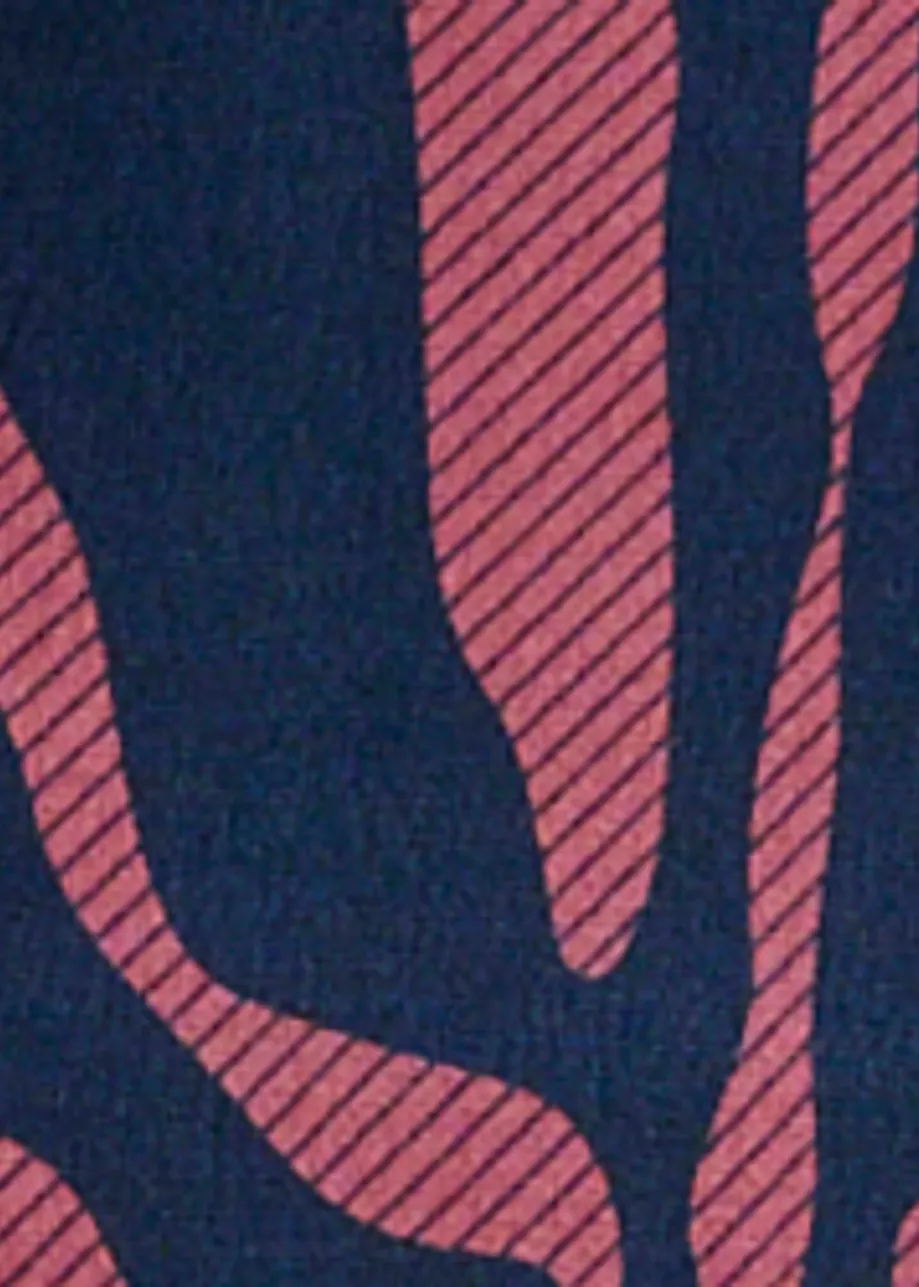 Donkerroze en marineblauwe mini-jurk in zebrajacquard