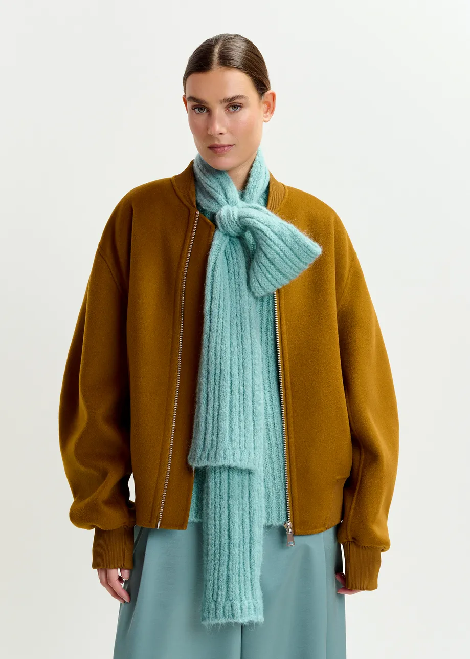 Brown oversized wool bomber jacket