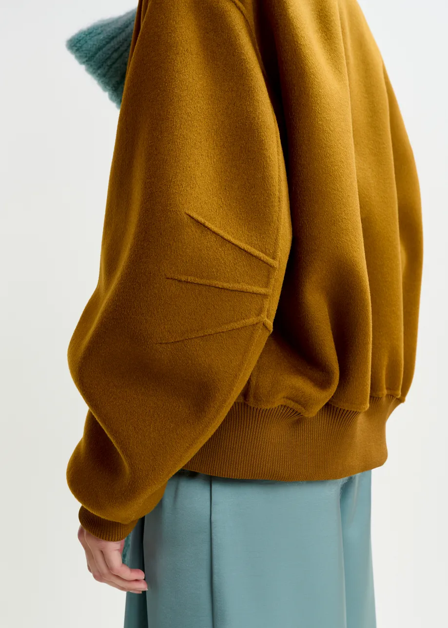 Brown oversized wool bomber jacket