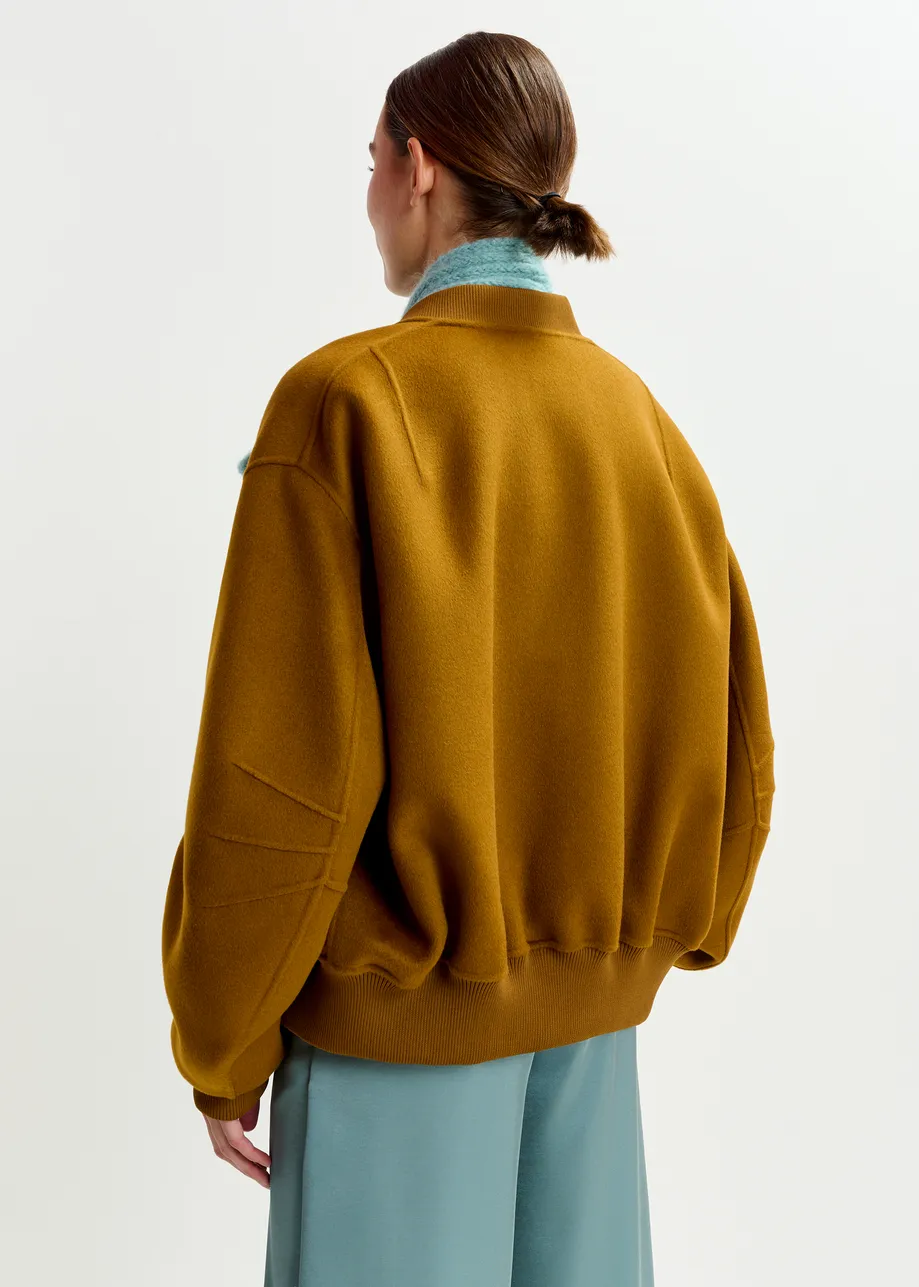 Brown oversized wool bomber jacket