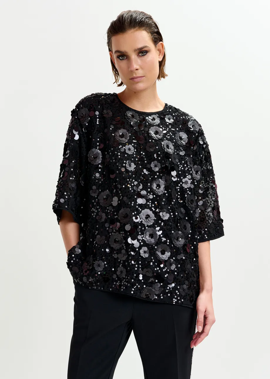 Zwarte top met pailletten 