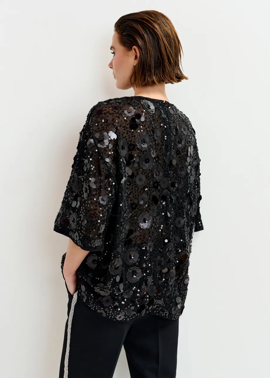 Zwarte top met pailletten 