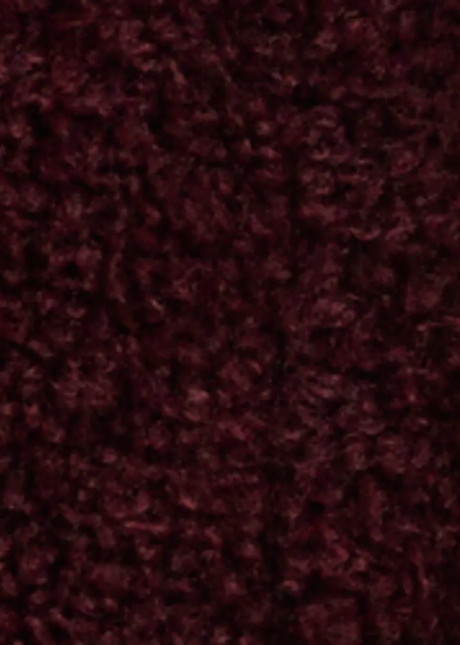 Bordeaux oversized mantel in faux shearling met opstaande kraag