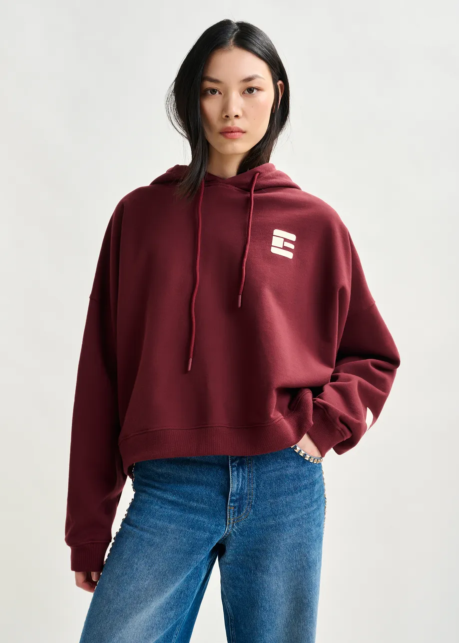 Bordeaux oversized hoodie met 'fearless'-print