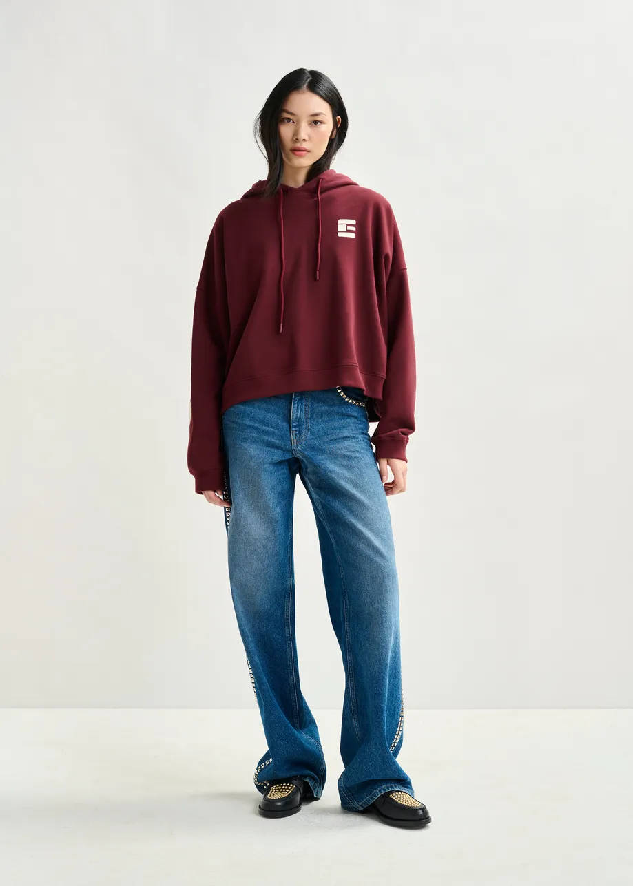 Bordeaux oversized hoodie met 'fearless'-print
