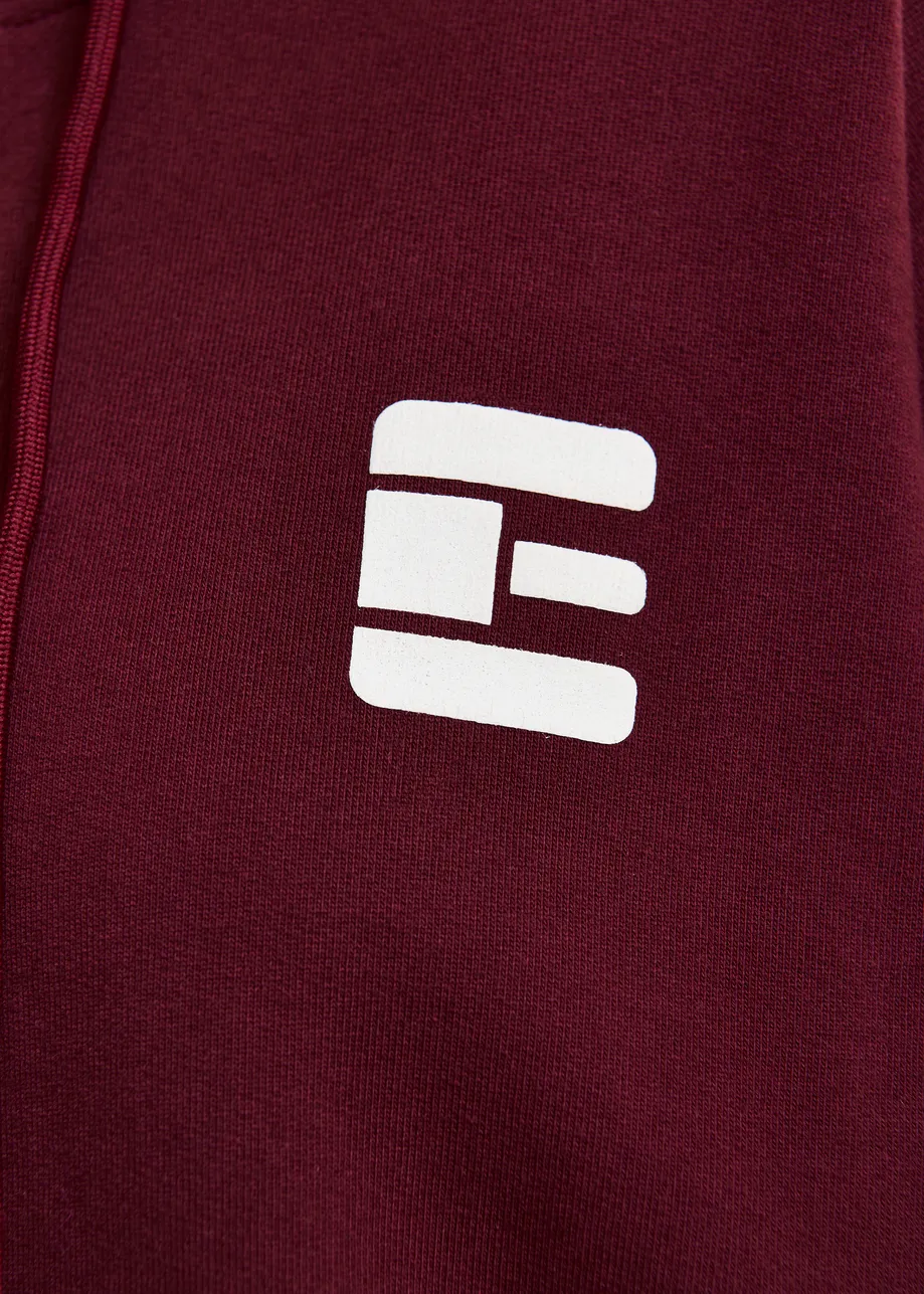 Bordeaux oversized hoodie met 'fearless'-print