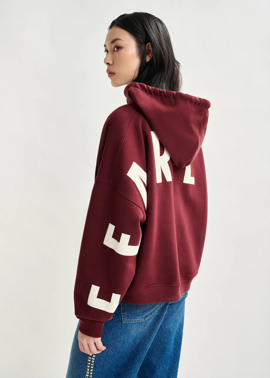 Bordeaux oversized hoodie met 'fearless'-print