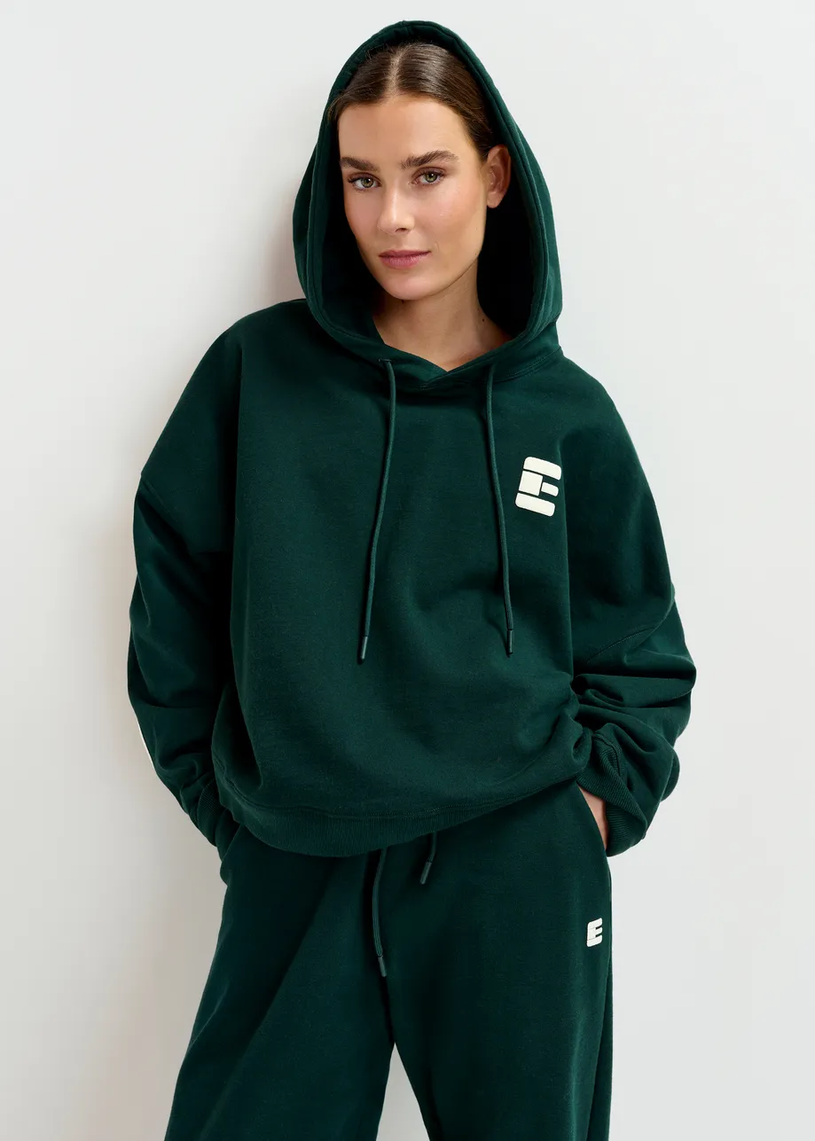 Kaki en witte oversized hoodie met 'fearless'-print