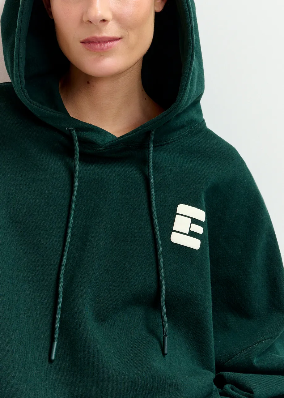 Kaki en witte oversized hoodie met 'fearless'-print