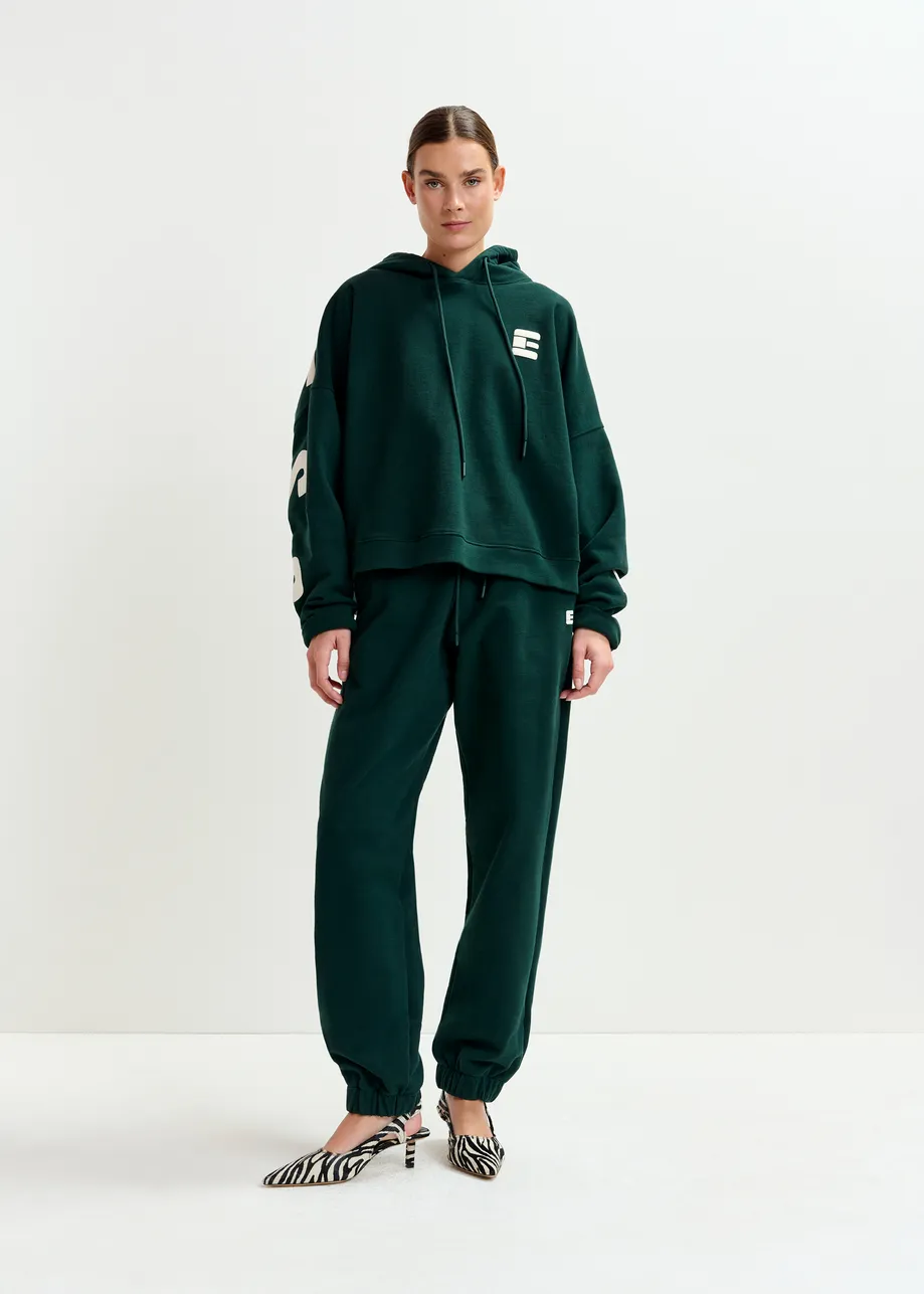 Kaki en witte oversized hoodie met 'fearless'-print