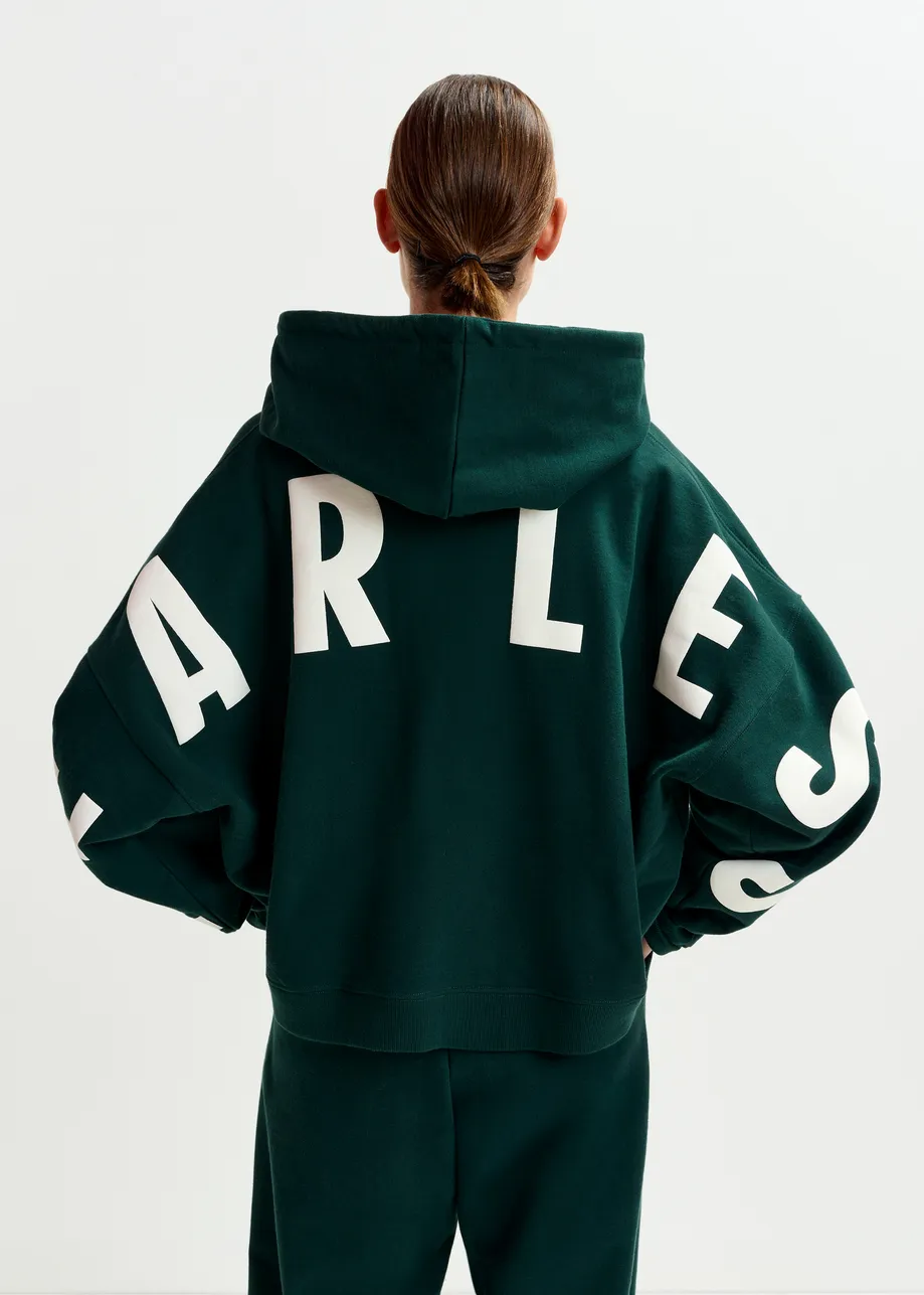 Kaki en witte oversized hoodie met 'fearless'-print