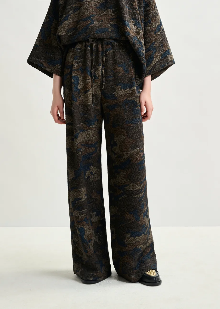 Brown, khaki and black wide-leg pants