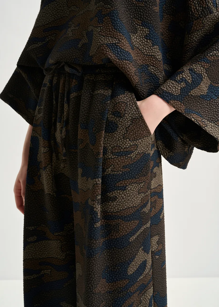 Brown, khaki and black wide-leg pants