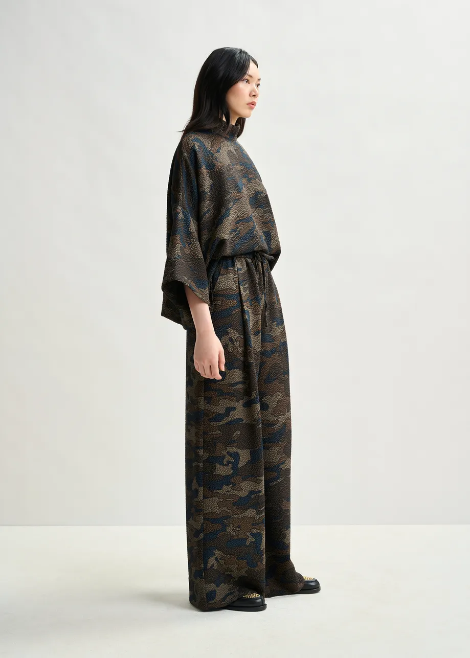 Brown, khaki and black wide-leg pants