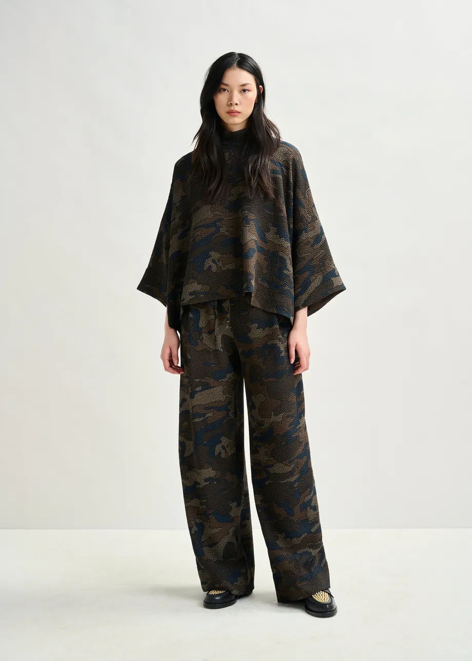Brown, khaki and black wide-leg pants